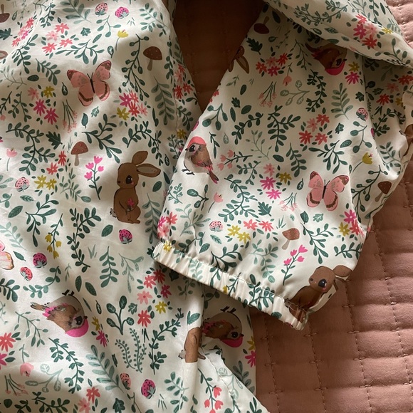 H&M Kids Floral and Bunny Print Windbreaker Light Jacket Removable Hood Sz 8/10 - Picture 9 of 9